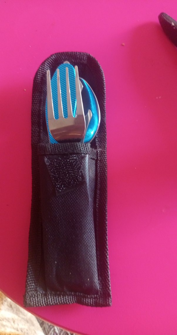 Mavi Katlanabilir Çelik Kaşık ve Siyah Kılıf - Görsel 4