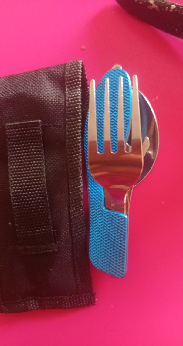 Mavi Katlanabilir Çelik Kaşık ve Siyah Kılıf - Görsel 3