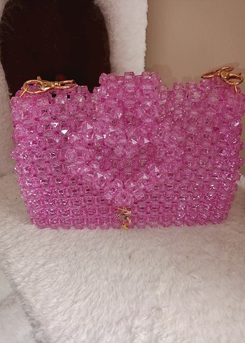 Pembe Boncuklu Bohem Kadın Çanta