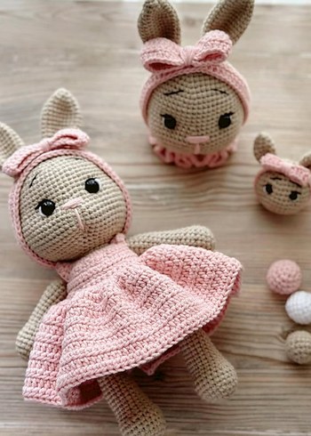 Pembe Örgü Tavşan Bebek