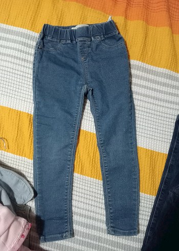 4 Yaş Beden Kız Çocuk Gri Mavi Elastik Bel Denim Pantolon