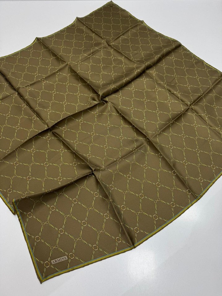 Armine Yeni Sezon Twill İpek eşarp spor geometrik zincir model - Görsel 5