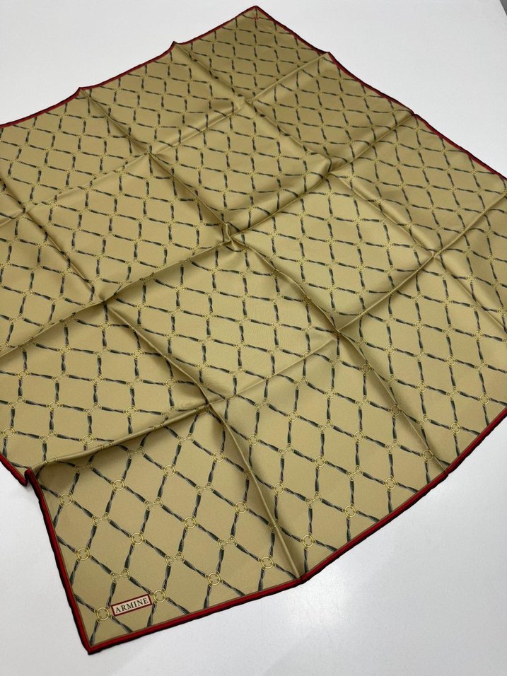 Armine Yeni Sezon Twill İpek eşarp spor geometrik zincir model - Görsel 3