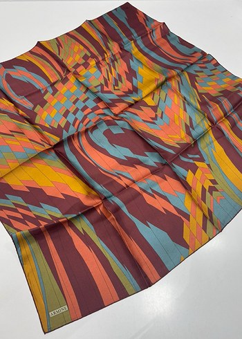 Armine Yeni Sezon Twill İpek eşarp spor model geometrik desen - Görsel 6