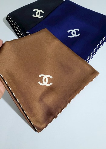 İthal Twill İpek Eşarp Siyah Lacivert Kahverengi - Görsel 2