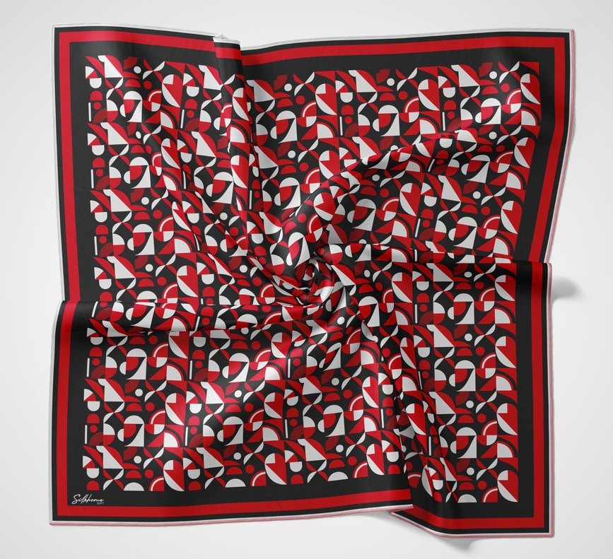 SilkHome Soft Pamuk Eşarp geometrik desen spor model - Görsel 5