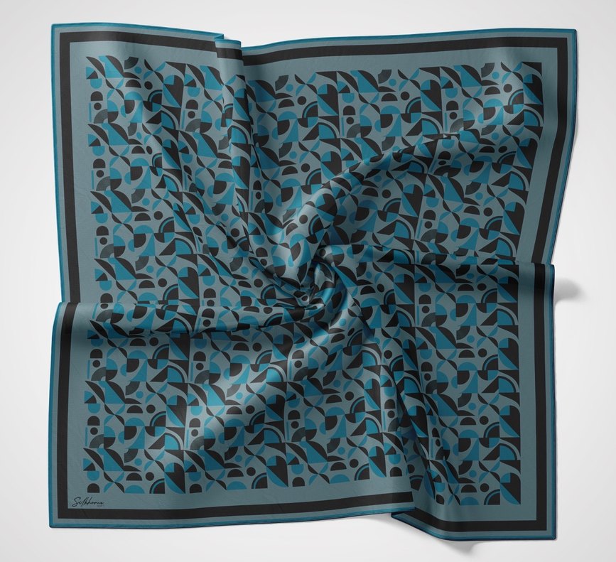 SilkHome Soft Pamuk Eşarp geometrik desen spor model - Görsel 2