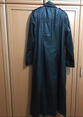Kadın kap pardesü siyah deri görünümlü spor şık 38 beden - Görsel 5