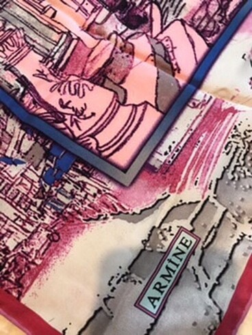 Armine Kadın Armine Twill İpek eşarp pembe gri mor fuşya