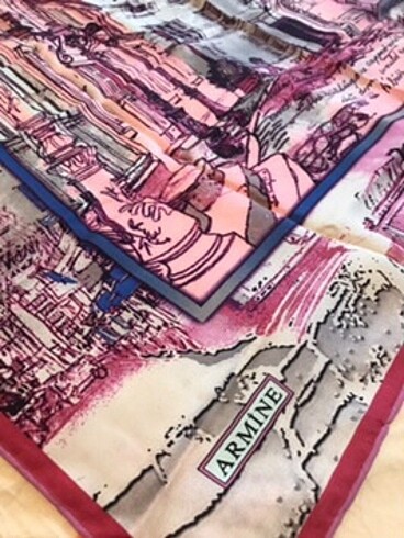Beden Kadın Armine Twill İpek eşarp pembe gri mor fuşya
