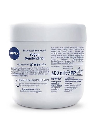 Beden Renk Nivea Yoğun Nemlendirici El ve Vücut Kremi 400 ml