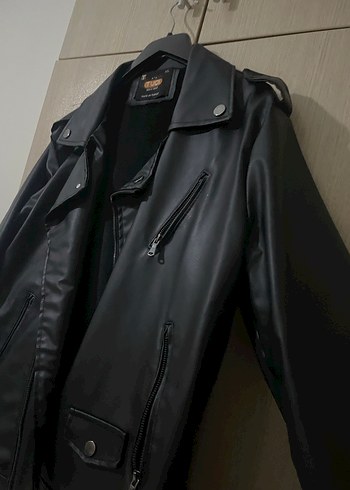 Siyah Deri Biker Ceket - Görsel 2