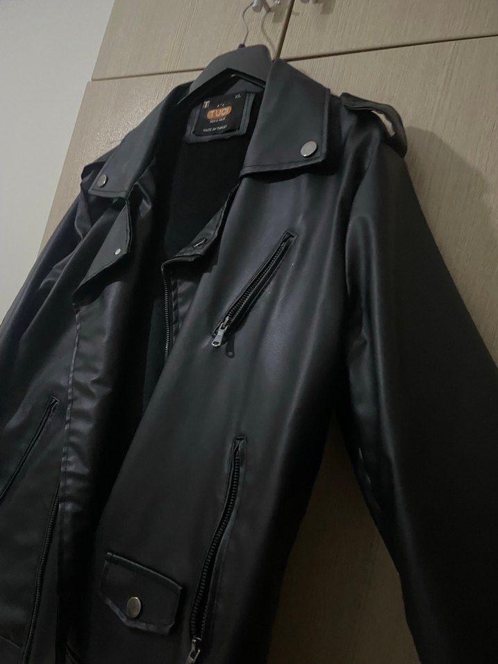 Siyah Deri Biker Ceket - Görsel 2