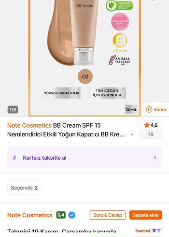 Note BB Krem SPF 15 Bej Renk 02 NUMARA - Görsel 3