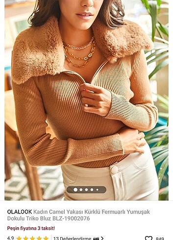 Yakaıs kürklü bluz - Görsel 2