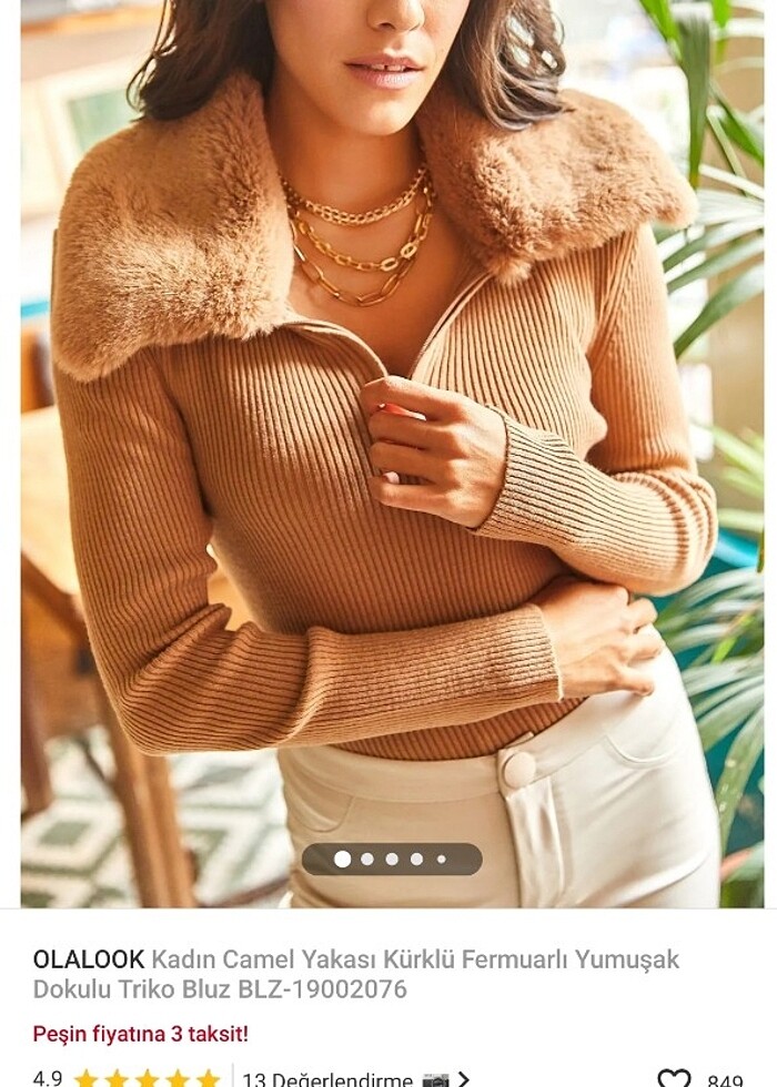 Yakaıs kürklü bluz - Görsel 2