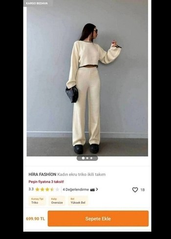 Gri Kenarlı Beyaz Uzun Kollu Triko Takım - Görsel 2