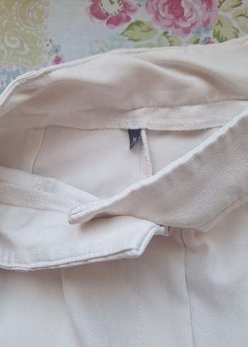 Krem rengi kumaş pantolon - Görsel 3