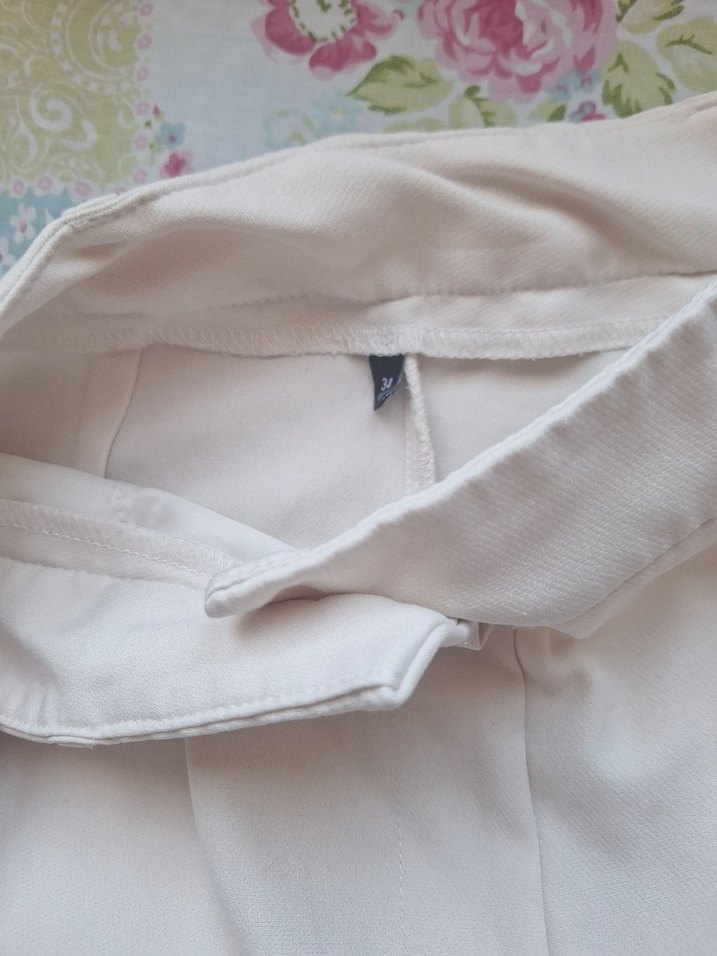 Krem rengi kumaş pantolon - Görsel 3