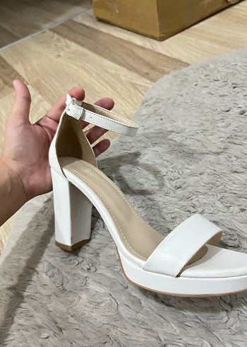 Beyaz Platform Topuklu Kadın Abiye Ayakkabı - Görsel 2