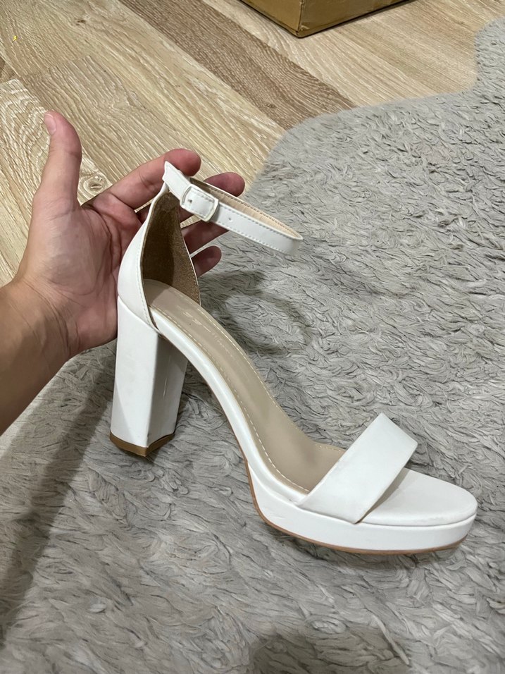 Beyaz Platform Topuklu Kadın Abiye Ayakkabı - Görsel 3