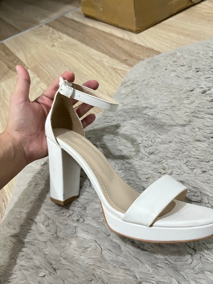 Beyaz Platform Topuklu Kadın Abiye Ayakkabı - Görsel 2