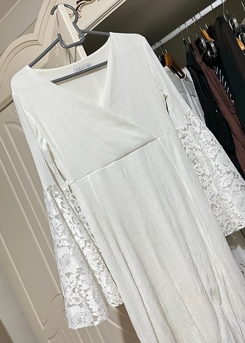 Beyaz Uzun Kollu Hemşirelik Sabahlığı - Görsel 3