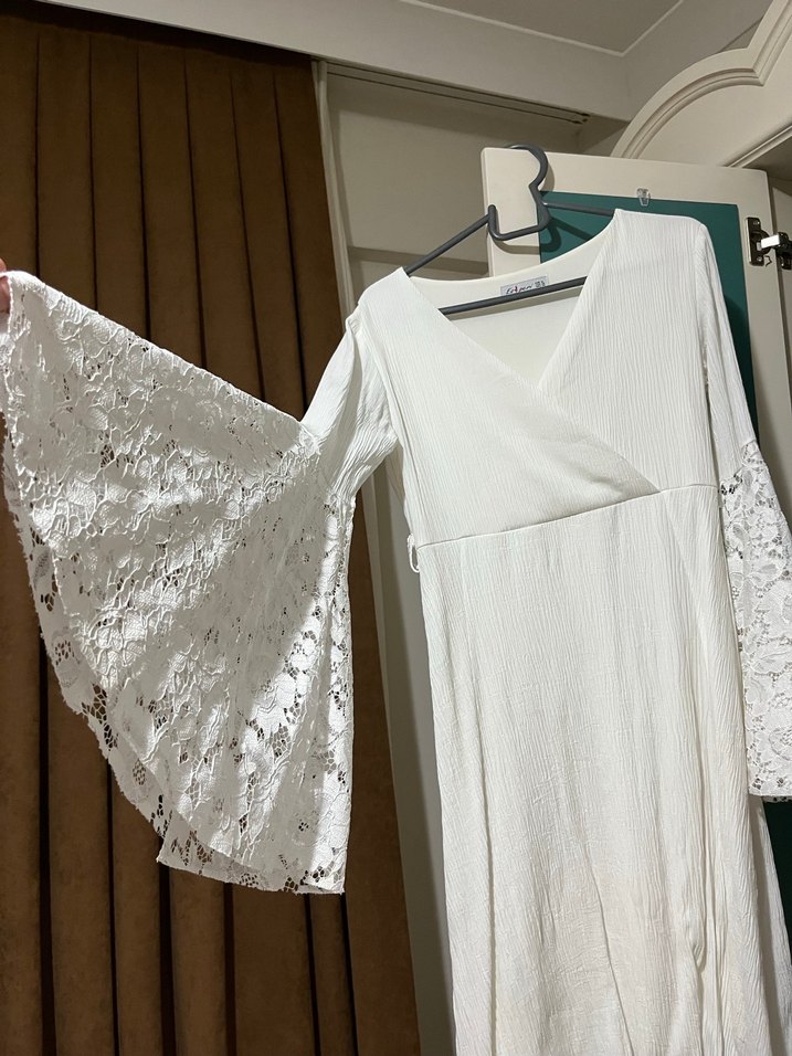 Beyaz Uzun Kollu Hemşirelik Sabahlığı - Görsel 2