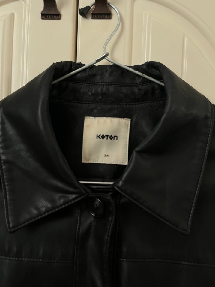 Kadın Siyah Deri Kemerli Ceket - Görsel 2