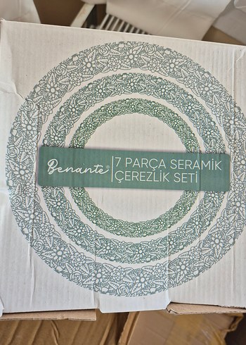 7 Parça Beyaz Seramik Çerezlik Seti - Görsel 2