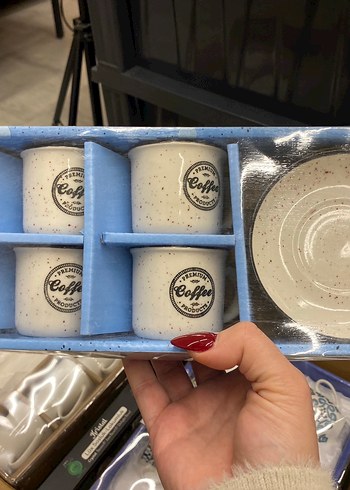 Mavi Gri Desenli Kahve Fincan Takımı - Görsel 3