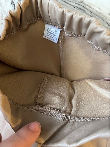 9-12 Ay Beden camel Renk Kız bebek deri pantolon