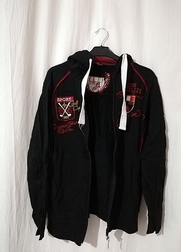 M beden siyah bordo renkli sweatshirt ceket fermuarlı kapşonlu k