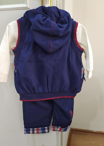 Erkek Bebek Kapüşonlu Yelekli 3'lü Takım - Görsel 2