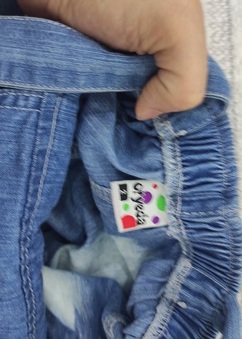 Nakışlı Kız Çocuk Kot Salopet - Görsel 3