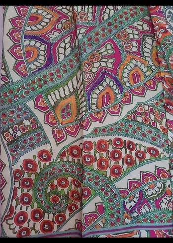 m Beden Bohem Desenli Uzun saten Kadın Pantolon