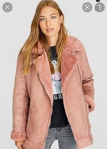 Stradivarius pembe biker ceket 