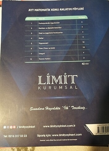  Beden Limit kurumsal tyt ve ayt matematik konu anlatım föyleri.