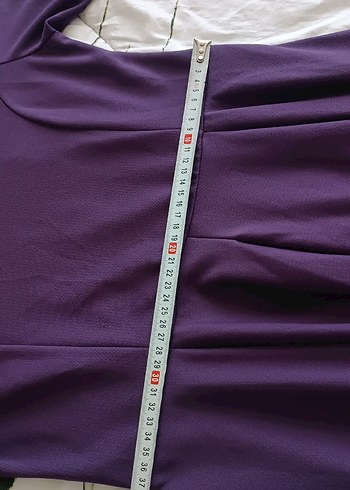 Uzun Kollu Mor Pilili Kadın Elbise - Görsel 4