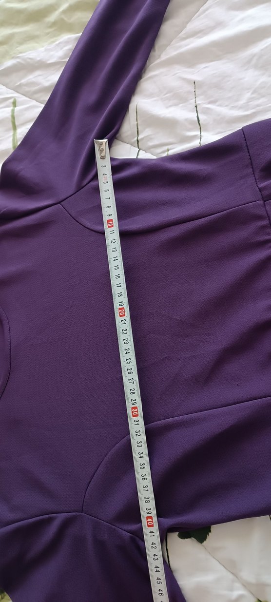 Uzun Kollu Mor Pilili Kadın Elbise - Görsel 3