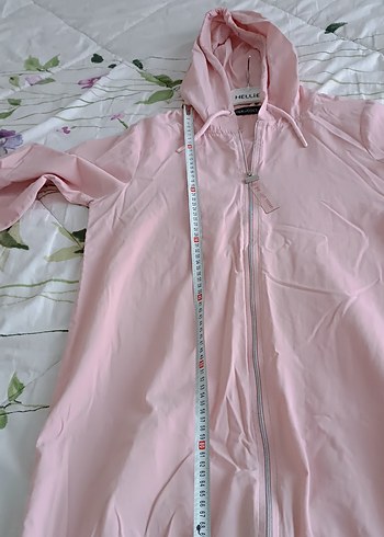 Pembe Midi Kadın Yağmurluk Kapüşonlu Fermuarlı - Görsel 6