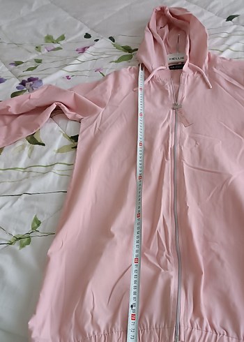 Pembe Midi Kadın Yağmurluk Kapüşonlu Fermuarlı - Görsel 5