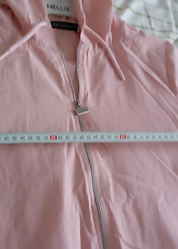 Pembe Midi Kadın Yağmurluk Kapüşonlu Fermuarlı - Görsel 7