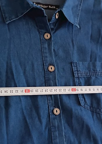 Düğmeli Lacivert Uzun Denim Elbise - Görsel 7