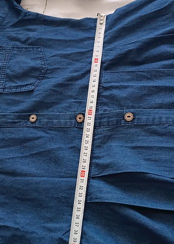 Düğmeli Lacivert Uzun Denim Elbise - Görsel 6