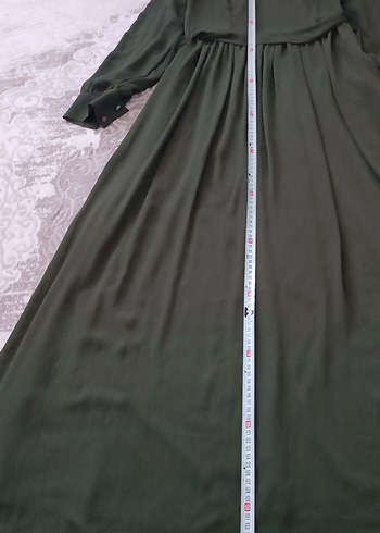 Kahverengi Kemerli Uzun Kadın Elbise - Görsel 7