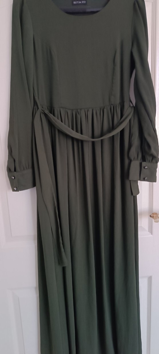 Kahverengi Kemerli Uzun Kadın Elbise - Görsel 2