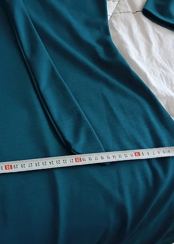 Uzun Kollu Drapeli Mavi Kadın Elbise - Görsel 6