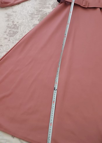 Pembe Kemerli Uzun Kadın Elbise - Görsel 6
