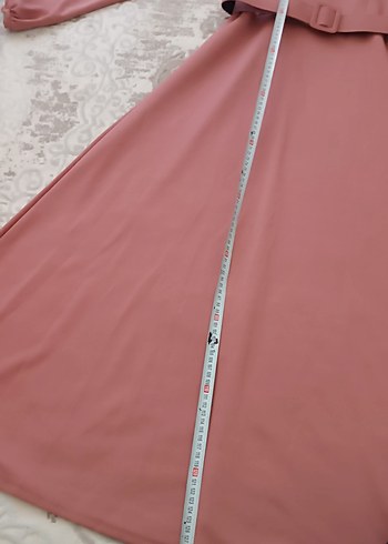 Pembe Kemerli Uzun Kadın Elbise - Görsel 7